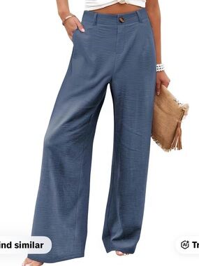 NWT LINEN BLEND Wide Leg Pants in Slate Blue SIZE XXL